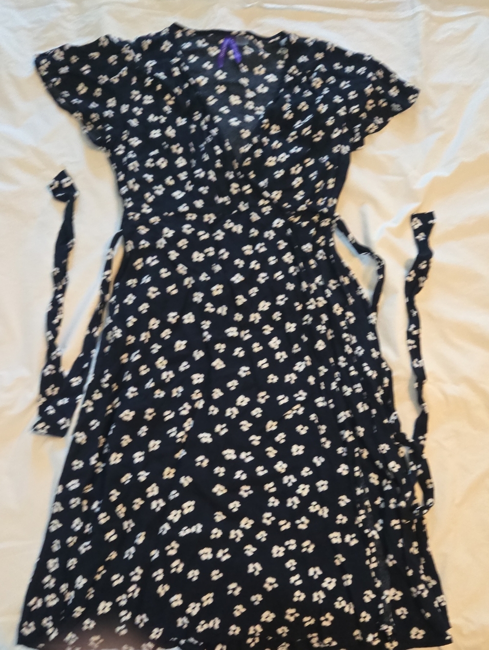 Seraphine Navy Wrap Dress with White Floral Print (Maternity/Nursing Friendly)